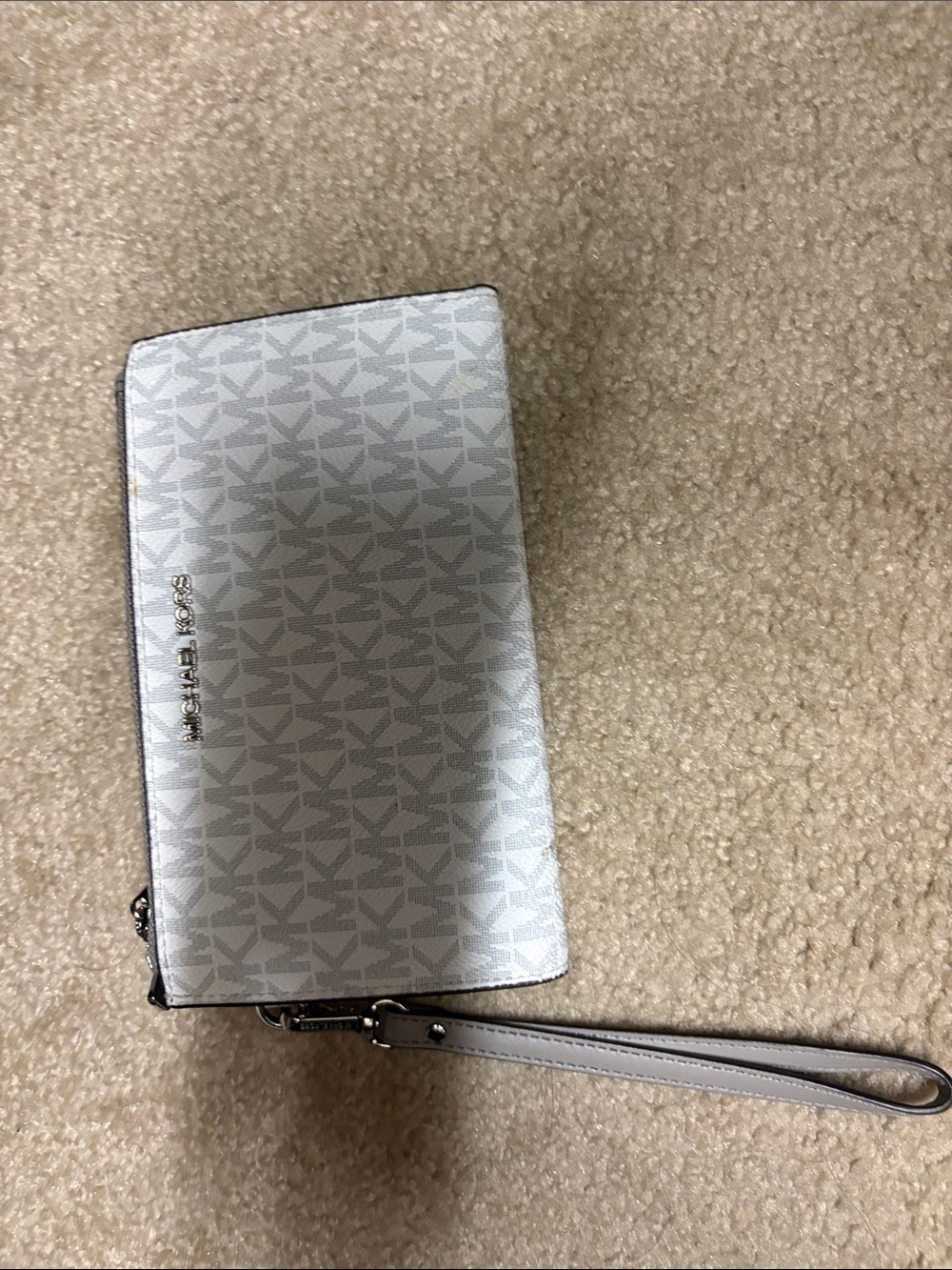 Michael Kors Light Gray Logo Wristlet Clutch